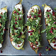 Roasted Eggplant with Pomegranate, Pickled Chiles, and Pecans
