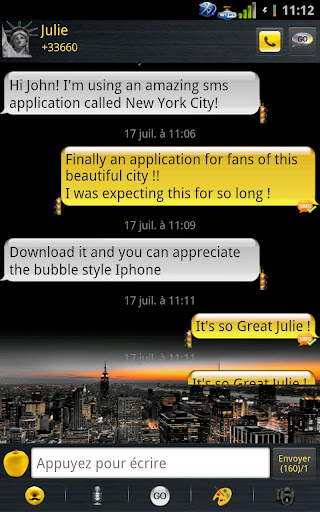 Go SMS New York IPhone style