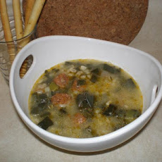 Finger Licking Leek Soup With Sausage and Barley