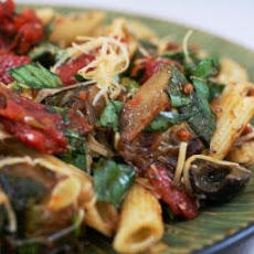 Pasta Salad with Roasted Tomatoes, Grilled Zucchini, and Basil
