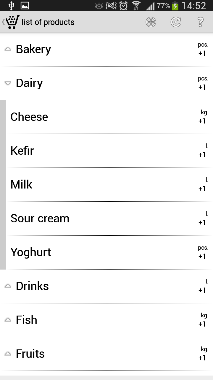 Android application Cloudy shopping list VIP screenshort