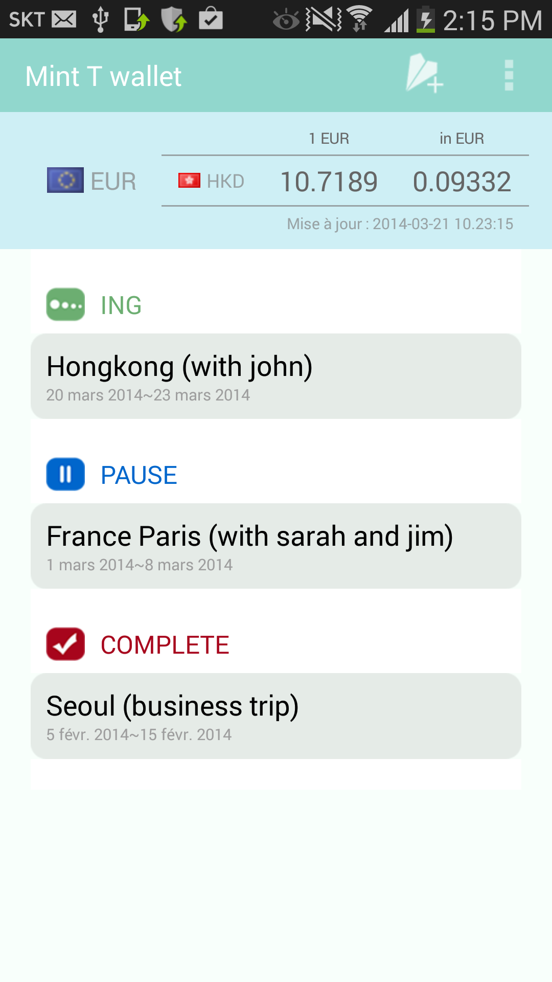 Android application Travel expense- MintT Wallet screenshort