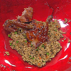 Peking Style Rotisserie Half Duck with Kona Confit Duck Stir-Fry Cashew Rice and Umeboshi Plum Sauce