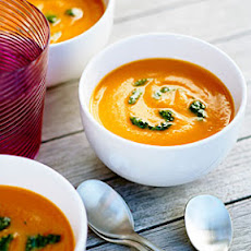 Velvety Carrot Soup with Carrot Top Pesto