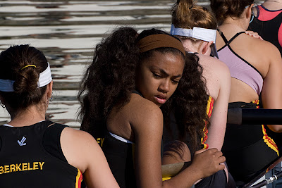 rower turns to look back
