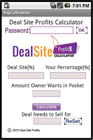 Deal Site Profits Calculator