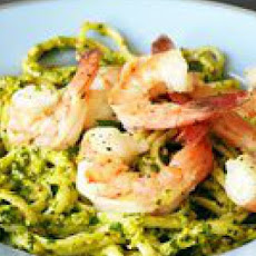 Red and Green Pesto with Pasta and Lemon Shrimp