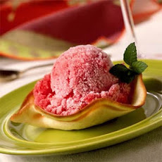 Cranberry Granita in Almond Cookie Cups