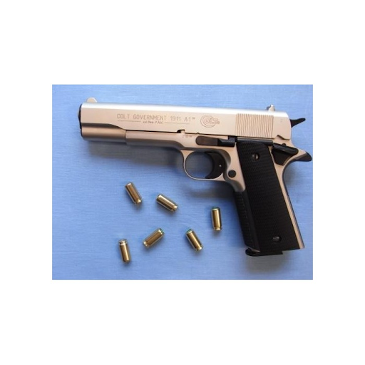 Pistolet d'alarme Colt Gouvernement 1911 nickelé - Armes à blanc