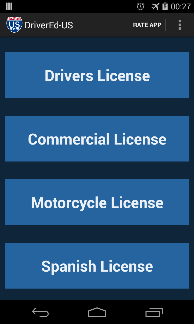 Android application DMV Driver License Review PRO screenshort
