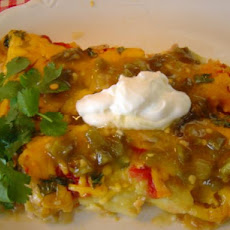 Green, White, and Red Enchiladas