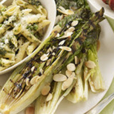 Grilled Sorta-Caesar with Pancetta Shrimp and Pesto Penne