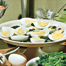 Farm Eggs with Watercress and Parsley Sauce