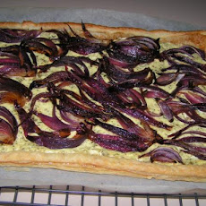 Red Onion, Goat Cheese and Basil Tart