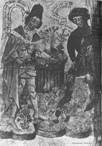 Автор и садовник из пролога трактата 'Цветок добродетелей' ('Bloeme der doechden', изд. 1404) Дирка Поттера