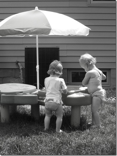 playing in the sand table