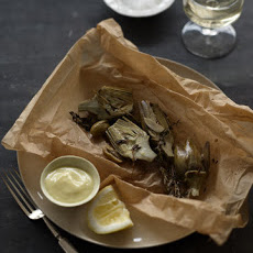 Baby Artichokes with Olives en Papillote