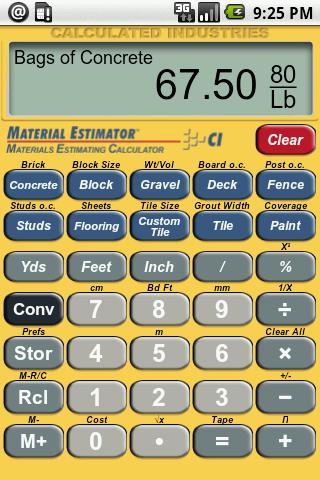 Material Estimator Calculator