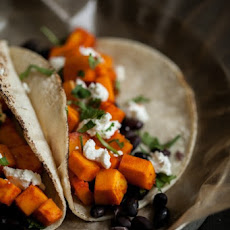 Sriracha Marinated Butternut Squash and Black Bean Tacos