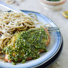 Pistachio Pesto Chicken with Whole Wheat Spaghetti
