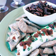 Blue Cheese Shortbread Leaves with Cream Cheese-Chutney Roulade