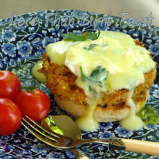 Crab Cake Eggs Benedict with Avgolemono Sauce