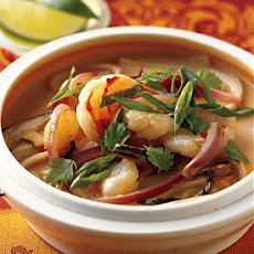 Spicy Shrimp and Coconut Noodle Soup with Shiitake Mushrooms