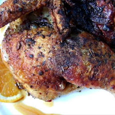 Spatchcocked Crispy Happy Chicken With Rich Orange Sauce