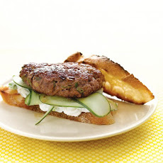 Lamb Burgers with Feta Sauce and Cucumbers