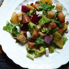 Winter Panzanella with Orange, Roasted Beets and Pomegranate Seeds