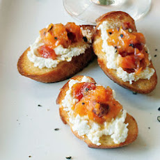 Goat Cheese Crostini with Blood Orange and Black Pepper Marmalade