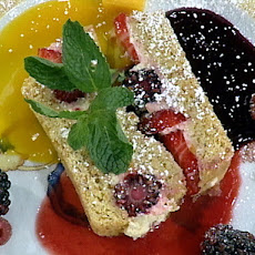 Fruit Terrine with Almond Cream and Three Fruit Coulis