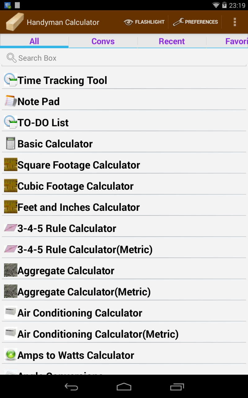 Android application Handyman Calculator Pro (Key) screenshort