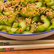 Spicy Cucumber Salad Recipe with Thai Basil and Sesame Seeds