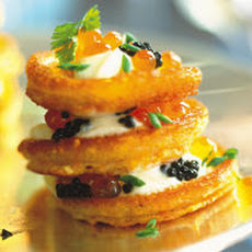 Cornmeal Blini with Caviar Recipe
