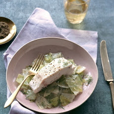 Steamed Green Cabbage with Halibut Fillet
