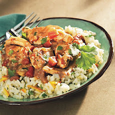 Quick Chicken Peanut Mole with Cilantro Rice