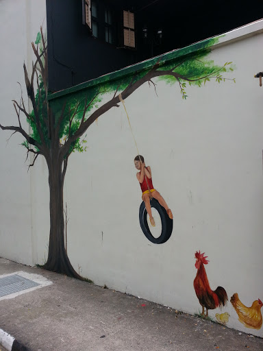 Kampong Swing With Chicken Crowing Mural