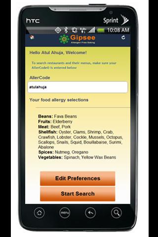 Interactive Food Allergy Menus