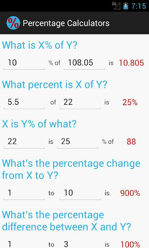 Percentage Calculators Free