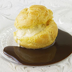 Profiteroles with Chocolate Sauce and Ice Cream