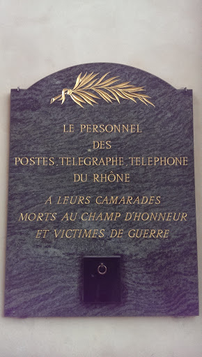 Plaque en La Mémoire Du Personnel Des PTT Morts au Champ d'honneur