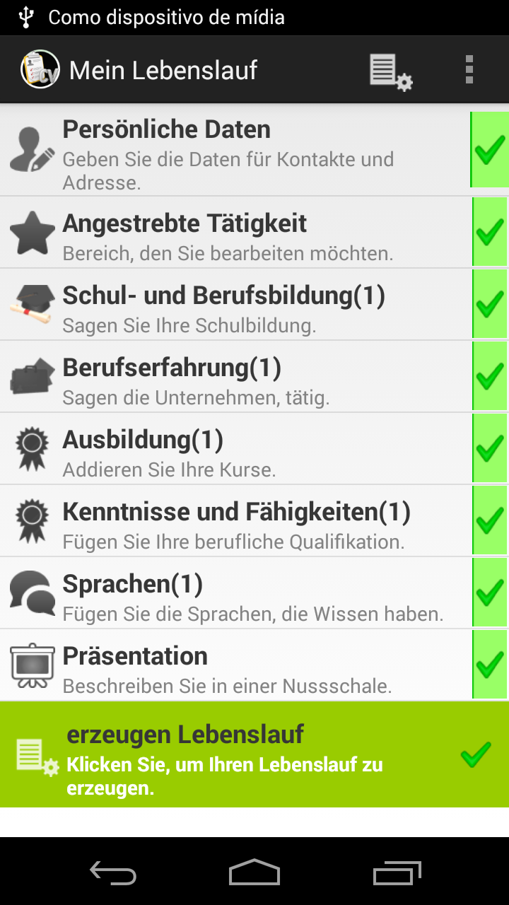 Android application Curriculum vitae,resume screenshort