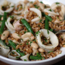 Farro Salad with Squid, White Beans, and Green Beans