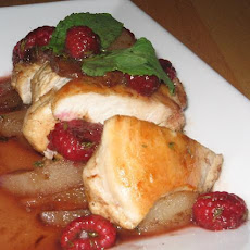 Low Fat Chicken Medallions With Cinnamon Raspberry Pear Sauce