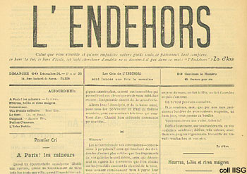 l'Endehors masthead; source International Institute of Social History