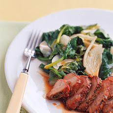 Honey-Glazed Pork with Wilted Greens