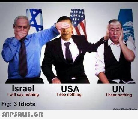 Israel I will say nothing USA I see nothing UN I hear nothing Fig: 3 ldiots 