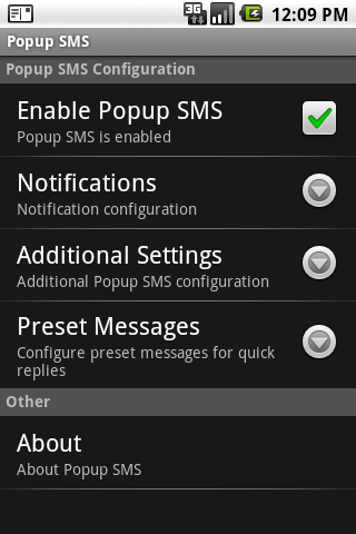 Popup SMS