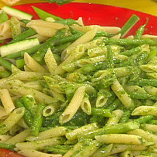 Three Vegetable Penne with Tarragon-Basil Pesto